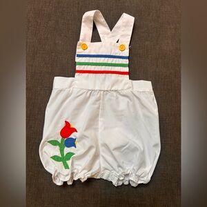 Vintage Baby Togs romper with stripes and tulips 12 months